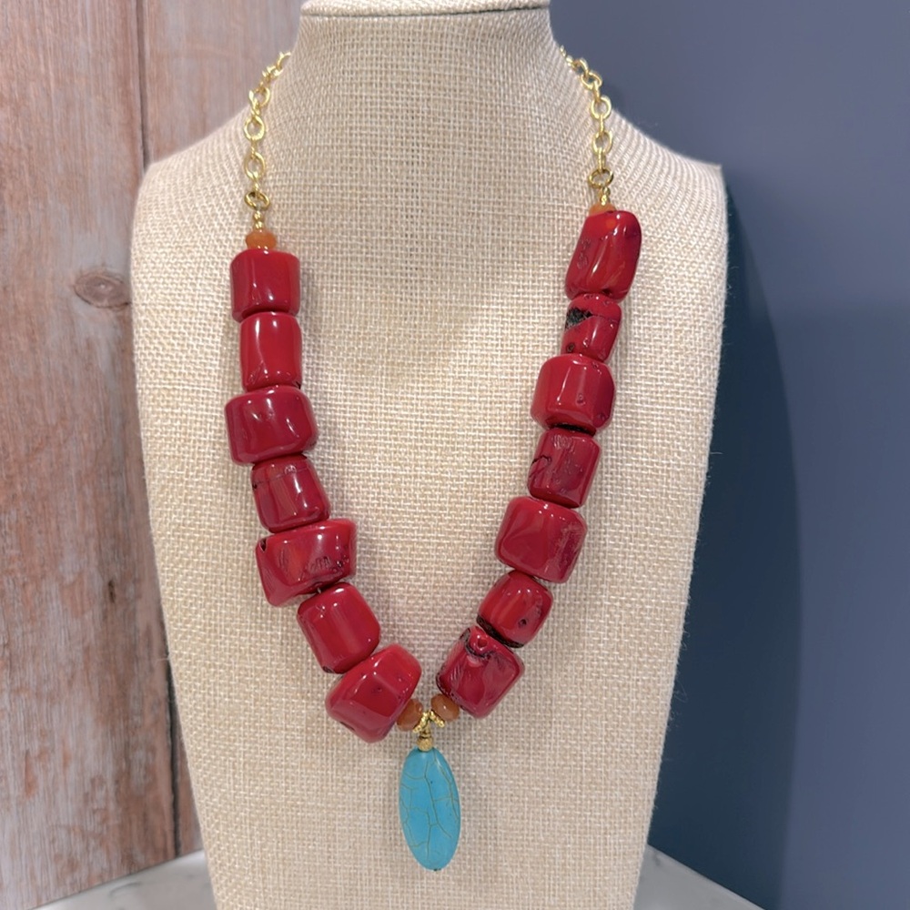 MINU Jewels Coral and Turquoise Trada Necklace